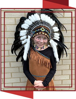 Little girl dressed as a Native American