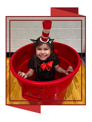 student dressed as Cat in the Hat