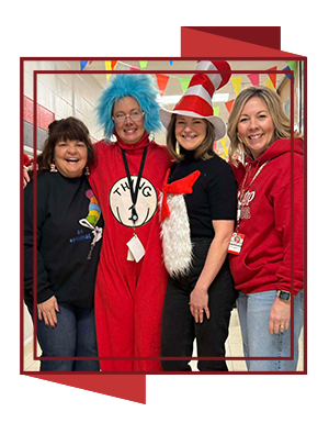 Teachers dressed like Dr. Seuss characters